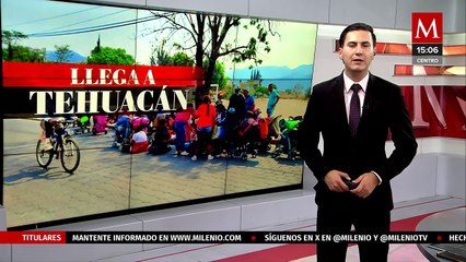 Caravana migrante llega a Tehuacán, Puebla