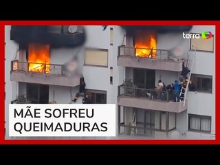 Criança é resgatada de apartamento em chamas no RS; veja vídeo