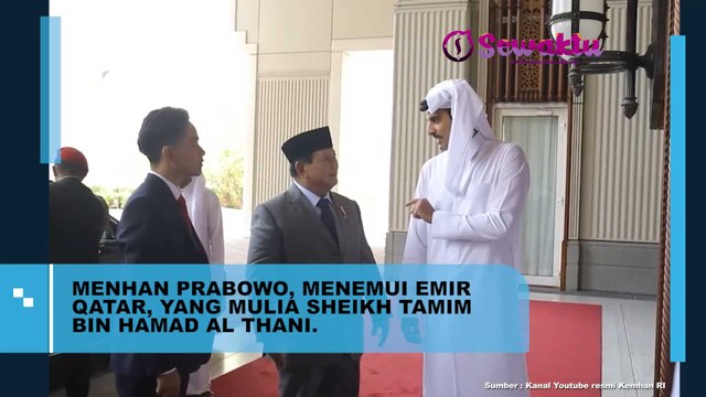 Bersama dengan Gibran Rakabuming Raka, Presiden Terpilih Prabowo Subianto Temui Sheikh Tamim Bin Hamad Al Thani