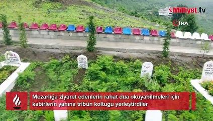 Laz zekası yine işbasında! Mezarlığa tribün koltuğu yerleştirdiler