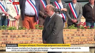 Attaque mortelle d’un fourgon pénitentiaire: Un hommage aux deux agents tués rendu dans l’Eure en présence de Gérald Darmanin et Eric Dupond-Moretti - VIDEO