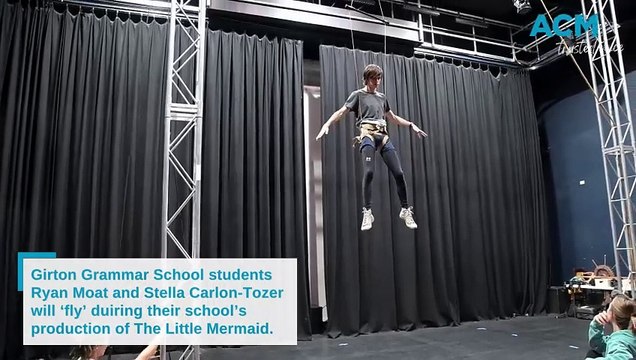 Girton Grammar School students Ryan Moat and Stella Carlon-Tozer will ‘fly’ duiring their school’s production of The Little Mermaid.