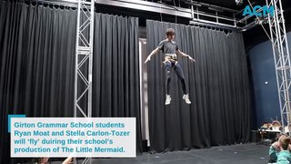 Girton Grammar School students Ryan Moat and Stella Carlon-Tozer will ‘fly’ duiring their school’s production of The Little Mermaid.