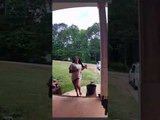 Woman Falls at Doorstep While Running Back Home