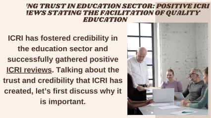 Building Trust in Education Sector: Positive Icri Reviews Stating the Facilitation of Quality Education