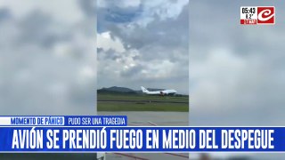 Tremendo video: ¡avión se prendió fuego tras salir del aeropuerto!