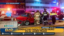 Accidente en av. Javier Prado: conductor queda atrapado dentro de carro tras chocar contra muro