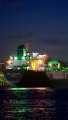 Night capture of an Industrial ship near downtown and the port of Miami, Florida