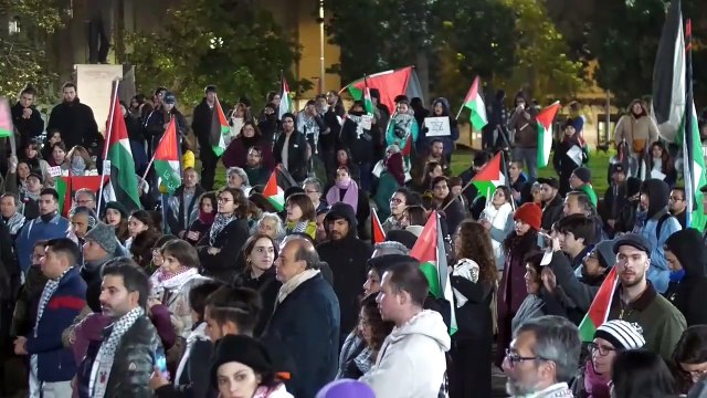 Manifestantes en Santiago eigen a Boric atuar contra volencia hacia Palestinos durante el aniversario de la Nakba
