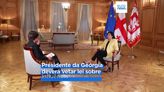 Presidente da Geórgia garante em entrevista à Euronews que vai vetar lei dos agentes estrangeiros