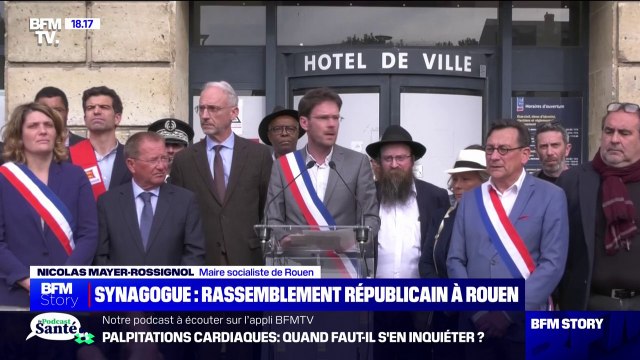 Nicolas Mayer-Rossignol (maire socialiste de Rouen): S'attaquer à une synagogue, c'est s'attaquer aux Juifs et s'attaquer aux Juifs, c'est s'attaquer à la République