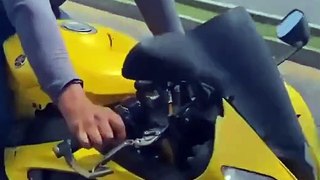 Biker tries to show off and finds out