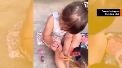 Hulvaton video: Turhamainen kana saa tytöltä kynsien lakkauksen