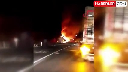 Tuz yüklü tır alev topuna döndü