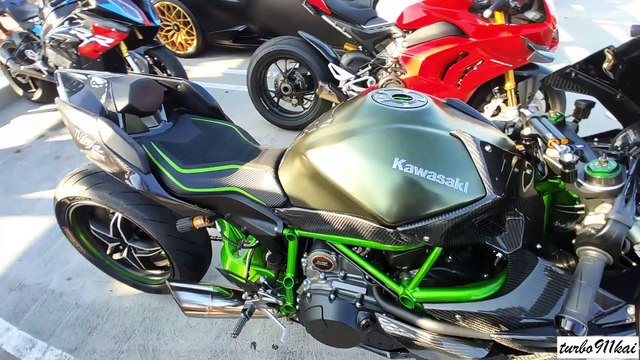 カワサキH2 ロンホイ仕様　Kawasaki H2 Long Wheelbase in California USA Cars & Coffee South Orange County)