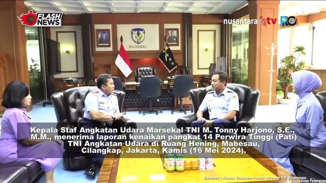 Marsekal TNI M. Tonny Harjono,, Kasau TNI, menerima laporan kenaikan pangkat 14 Pati TNI