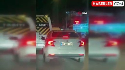 Makas atan sürücü trafiği tehlikeye soktu