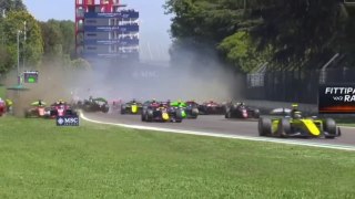 F2 2024 Imola Sprint Race Start Big Crash