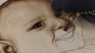 Wooden whispers: Pyrography portrait captures a child's tender beauty