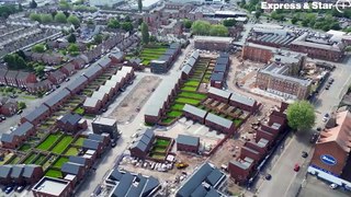 Fresh aerial footage over the new housing development at the former Royal Hospital site, Wolverhampton.