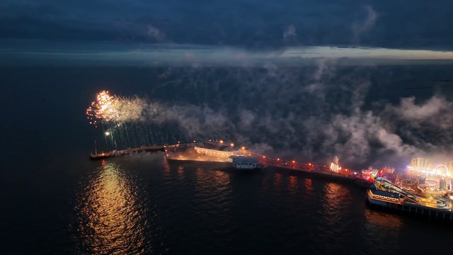 Clacton on Sea Essex Pier fireworks display DJI Mini 4 drone part 1 May Bank holiday weekend (1)