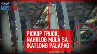 Pickup truck, nahulog mula sa ikatlong palapag | GMA Integrated Newsfeed