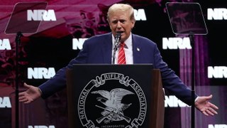 Trump stops NRA speech to swat flies buzzing around him
