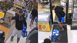 Suspect steals beer from gas station, pulls gun on employee, drops crate and runs away