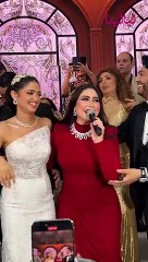 بوسي تتألق بالأحمر وتغني اه يادنيا لإبنة سامح يسري