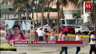 En Veracruz, ciudadanos se reúnen para marcha de la 'Marea Rosa'