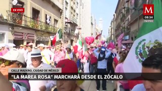 Marea Rosa' llega al Zócalo capitalino; autoridades realizan operativos