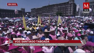 Xóchitl Gálvez y Santiago Taboada dan discurso en marcha de la 'Marea Rosa'