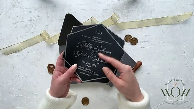 Elevate Your Event with a Black Acrylic Wedding Invitation - 1150GS