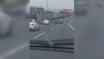 İstanbul'da TEM'de makas atan sürücülerin tehlikeli inatlaşması
