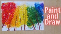 DRAW FOREST TREES WITH 4 AMAZING COLORS - EASY DRAWING - How to paint- PAINT and DRAW