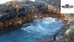 شباب غامرو بالسباحة و القفز في مكان خطير .. Young men ventured to swim and jump in a dangerous place.