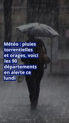 Météo : pluies torrentielles et orages, voici les 90 départements en alerte ce lundi