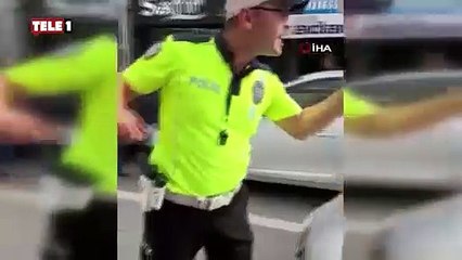 Aksaray'da park gerilimi! Aracını polisin üzerine sürdü