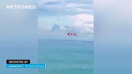 Curious optical effect of a ship in Sochi, Russia.