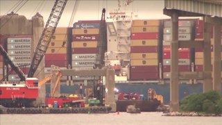 Watch moment Baltimore bridge cargo ship moved from crash site two months after disaster