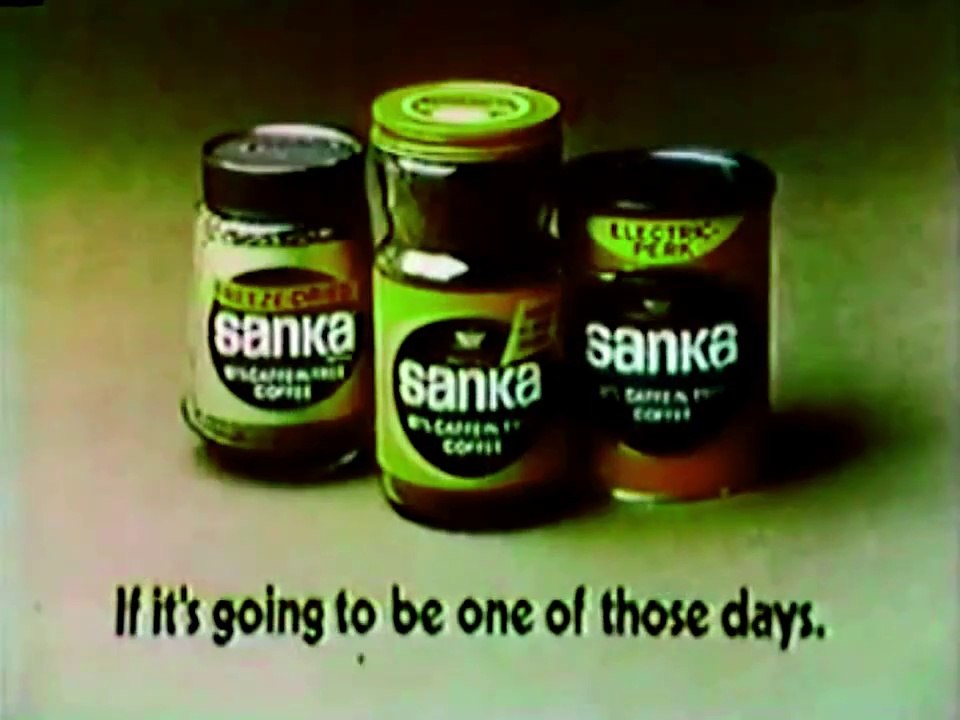 1970s Sanka coffee TV commercial - mailman and housewife have COFFEE (wink, wink)