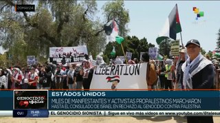 Manifestantes pro palestinos marcharon al consulado israelí en Los Ángeles