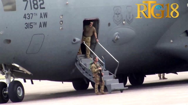 2 avyon militè Ameriken imatrikile 7182,1105 ak 2 elikoptè ateri nan ayopò INTL Toussaint Louverture