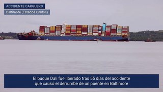 El buque Dali es liberado tras 55 días del accidente en Baltimore