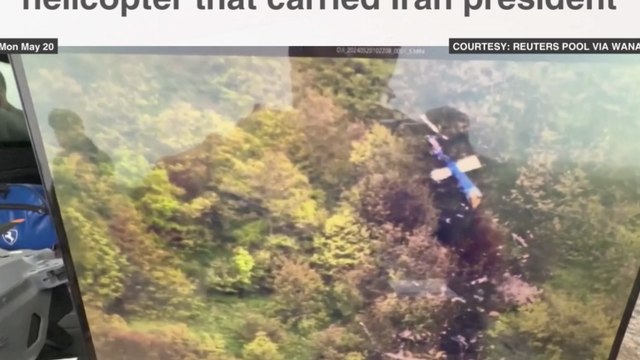Footage shows the crash site of the helicopter that carried Iran president