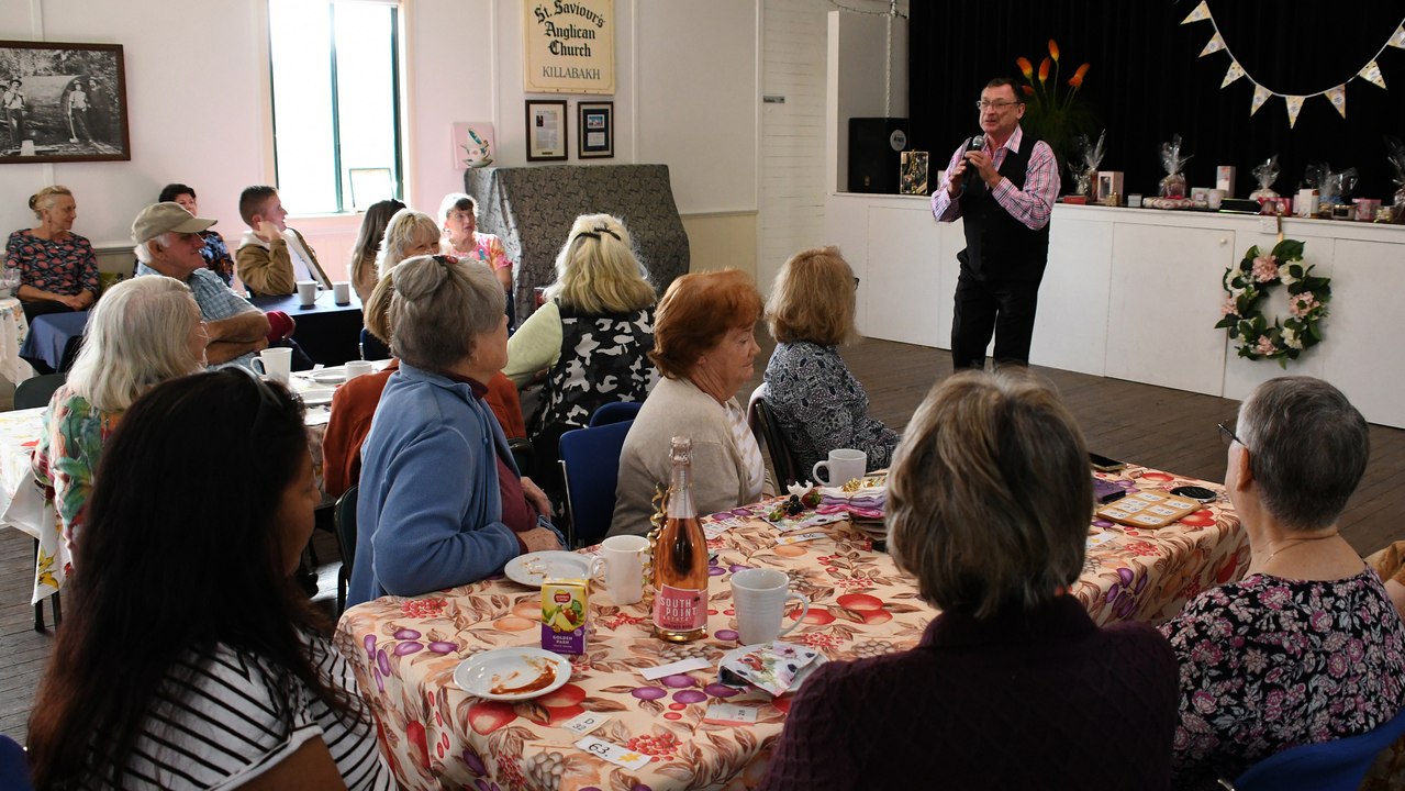 George Hoad entertaines at the Biggest Morning Tea at Killabakh 21.05.24