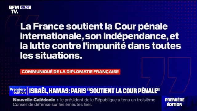 Israël, Hamas: la France soutient les mandats d'arrêt de la Cour pénale internationale contre Netanyahu