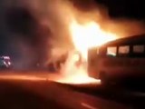 Ómnibus de empresa Nossar se incendió en el km 107,500 de ruta 5 - Los pasajeros ilesos (17/05/2024)