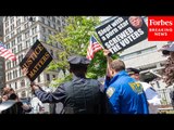 Protesters Try To Drown Out GOP Lawmaker Trying To Defend Trump Outside NYC Hush Money Courthouse