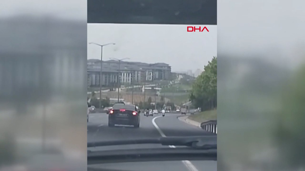 Başakşehir TEM'de makas atan sürücülerin tehlikeli inatlaşması